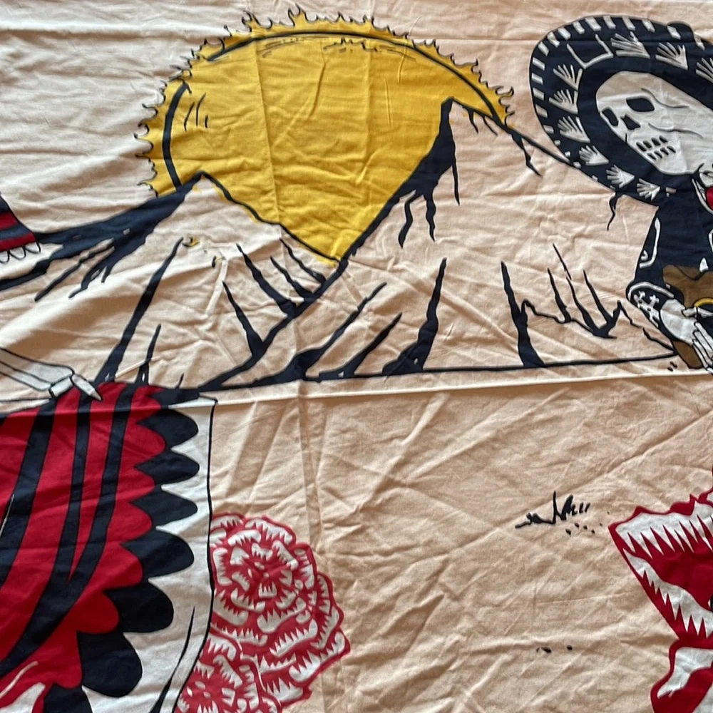 Dia Del Muerto Cotton Table Cloth , Bed or Wall Cover.NWOT